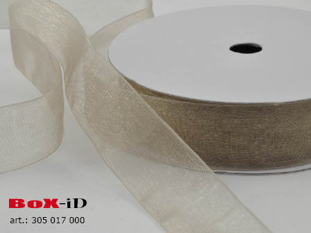 Organza woven edge Couleur 000 taupe 25mm x 25m